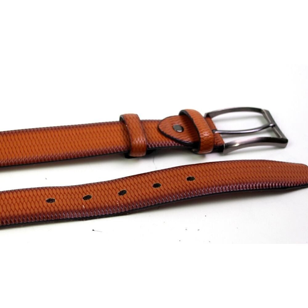 CLASSIC TOOLED BROWN GENUINE LEATHER 1 1/4"Wd CASUAL DRESS MEN'S BELT Sz 32 (B3 - Picture 8 of 9